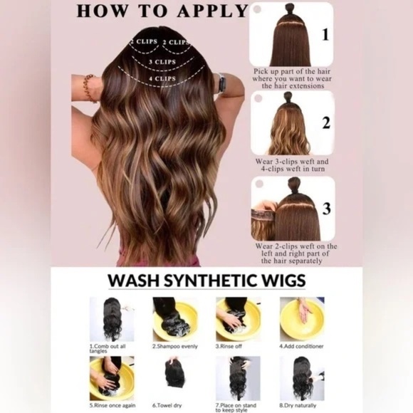 Copper Brown 22 In Clip in Hair Extensions - Picture 2 of 6